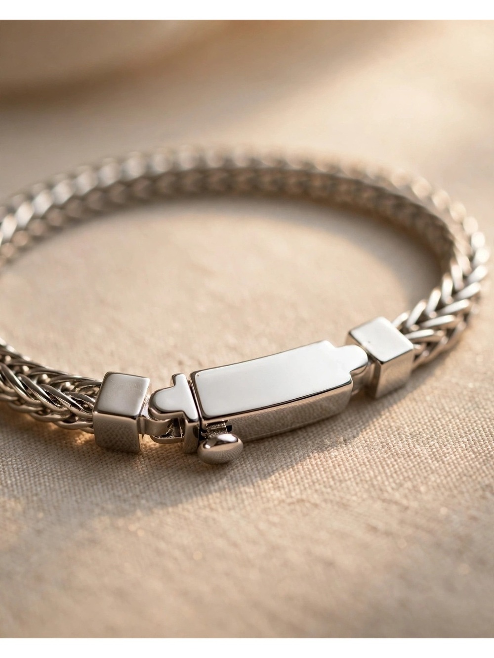 Men's Braided Chain Bracelet – 8 Inch, 3/16 Inch Wide, Box Clasp